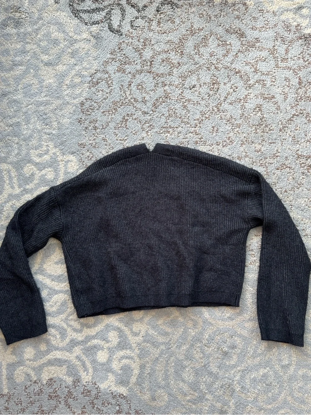 Commense Cropped Long Sleeve Knit Cardigan Black Small